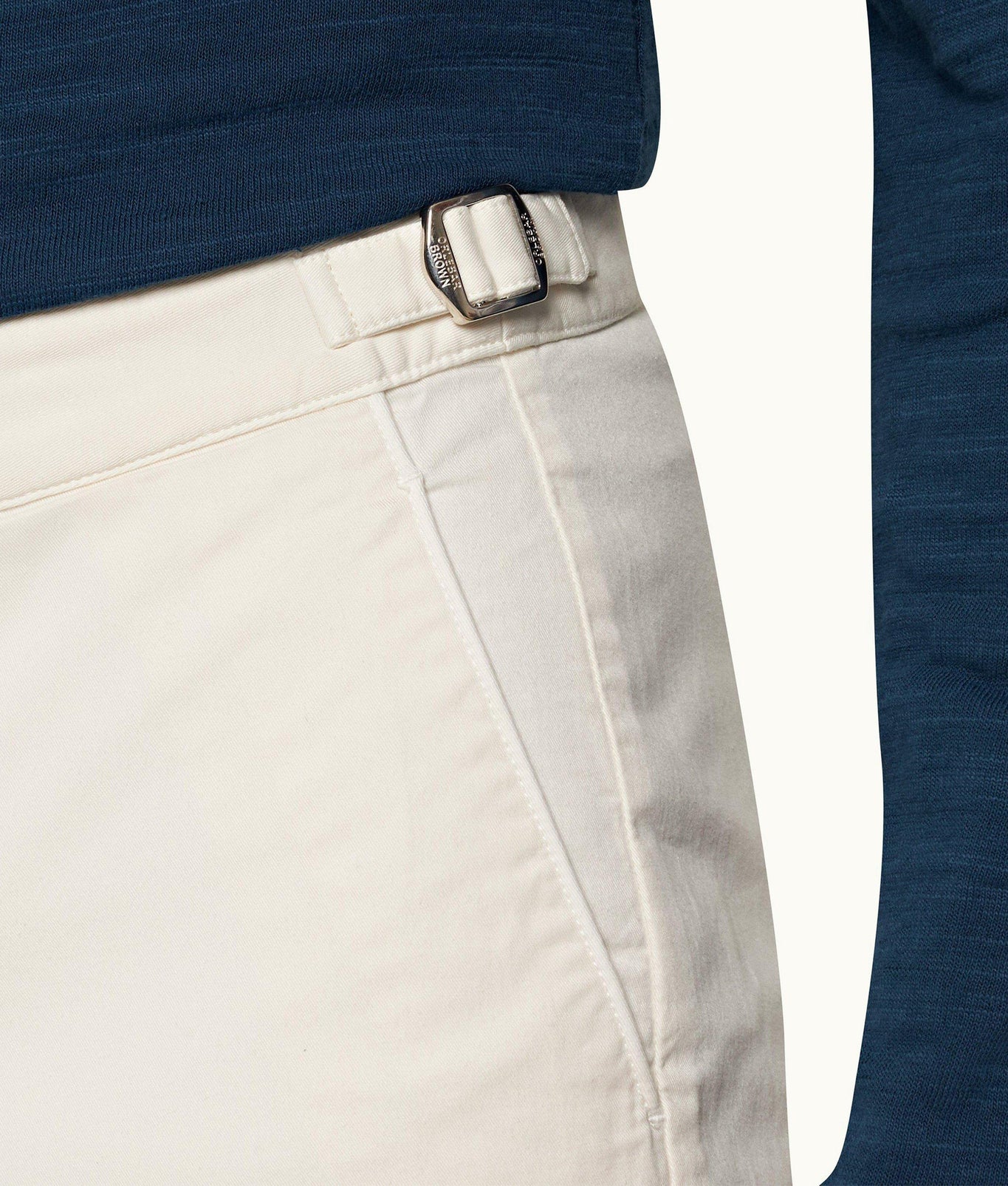 Bulldog Cotton Twill Mid-Length Cotton Twill Shorts | White Sand