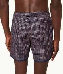 Bulldog Drawcord Tiescape Print Mid-Length Drawcord Swim Shorts | Azul Blue/Firestone