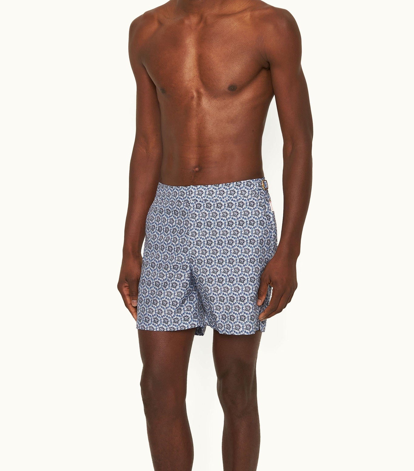 Bulldog Roseate Print Mid-Length Swim Shorts | Azul Blue
