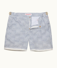 Bulldog Tiescape Print Mid-Length Swim Shorts | White Sand/Azul Blue