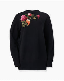 Embroidered Long Sleeve Crewneck Sweater | Black Multi (V1)