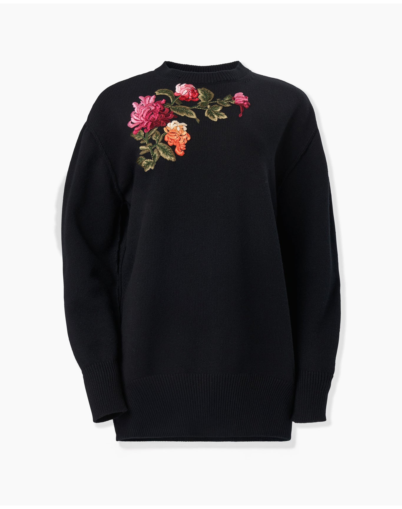 Embroidered Long Sleeve Crewneck Sweater | Black Multi (V1)