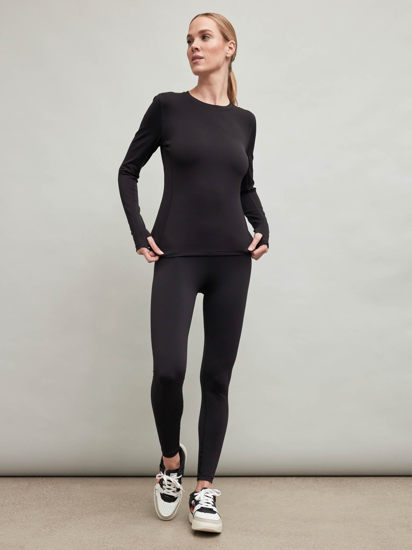 Carbon38 | Long Sleeve Top In Diamond Compression | Black