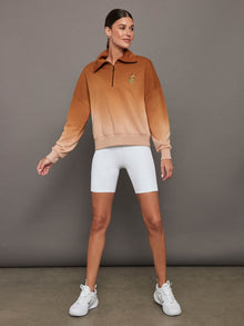 Ombre French Terry Half Zip / Cactus | Caramel Cafe To Rose Cloud