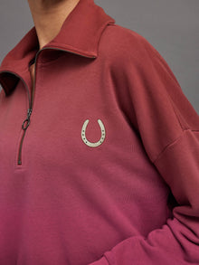 Carbon38 | Ombre French Terry Half Zip // Horseshoe | Merlot To Magenta Haze