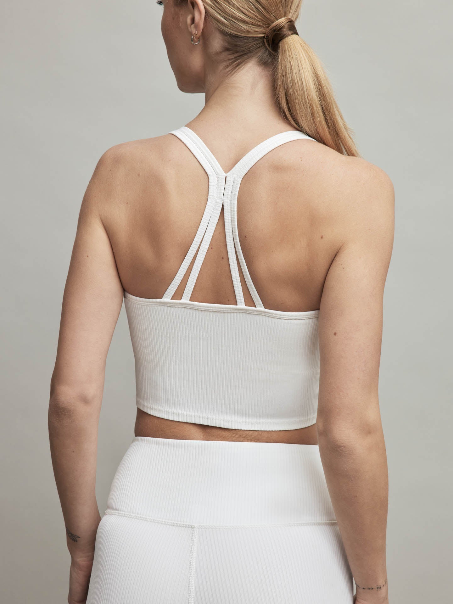 Carbon38 | Ribbed Cami Bra | White