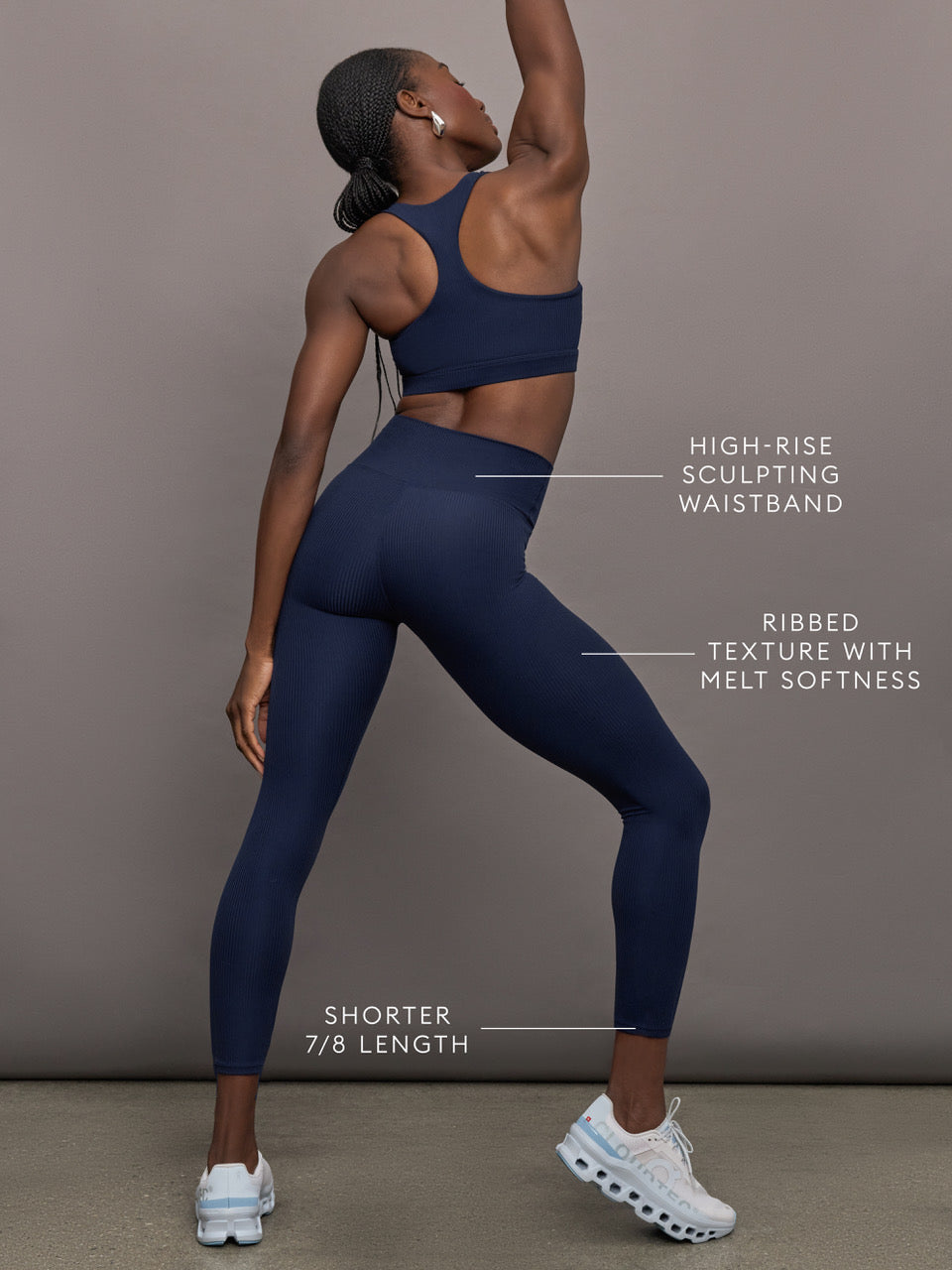 High Rise Legging in Ribbed Melt | True Navy