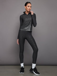 Carbon38 | Foil Legging In Melt | Dark Heather Grey With Gunmetal Foil