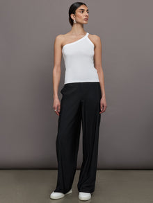 One Shoulder Tank in Ribbed Jersey | White