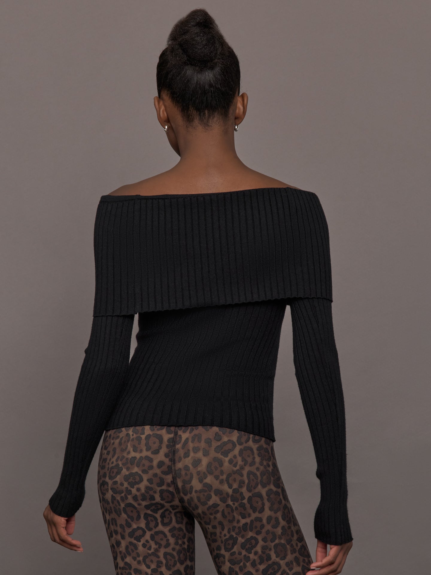 Off Shoulder Fold Over Sweater | Black