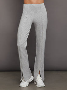 Carbon38 | Rhinestone Front Slit Sweatpant | Heather Grey