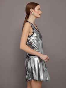 Carbon38 | Metallic Pleated Tennis Dress | Silver