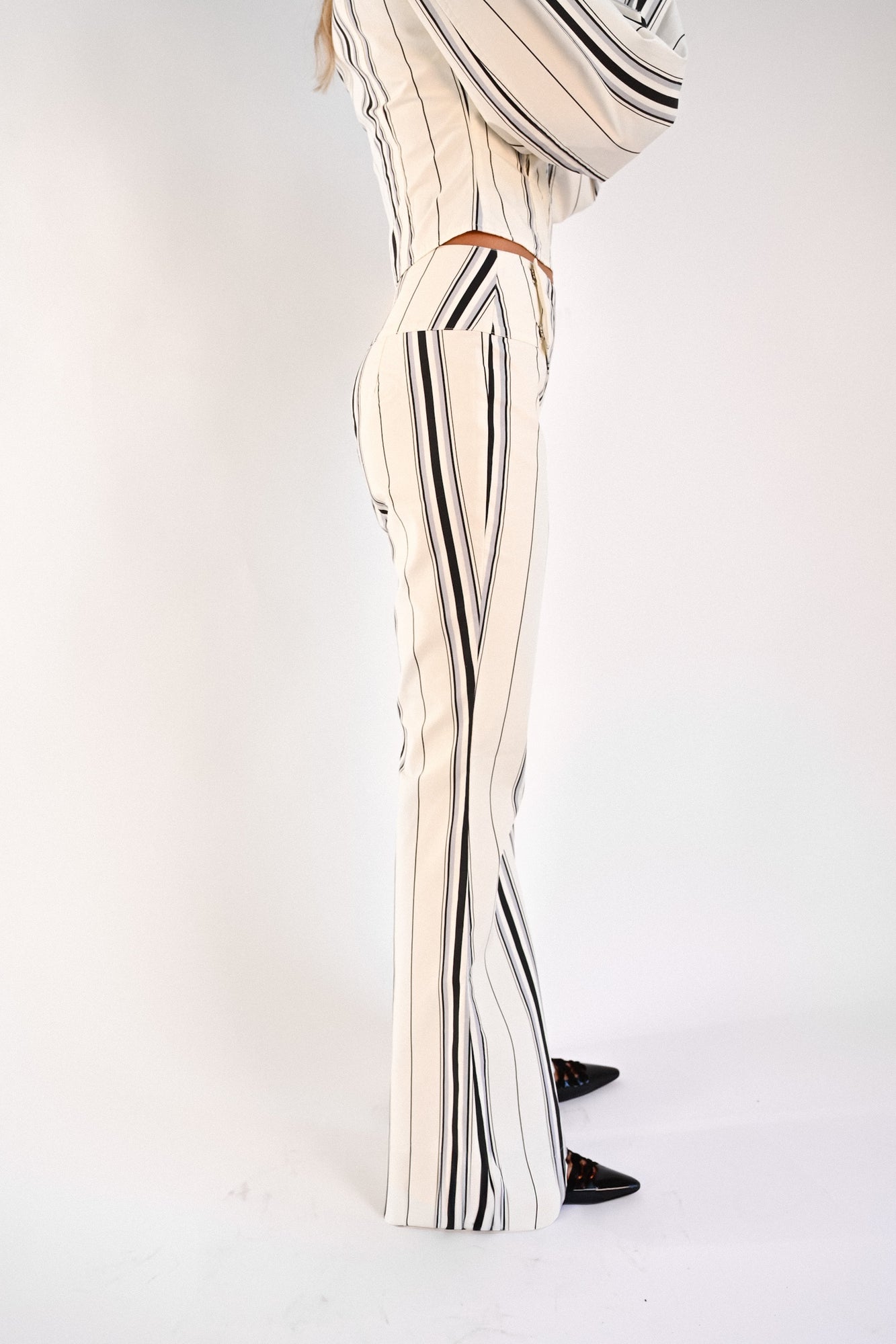 Tilly Cotton Trouser | Offwhite Striped