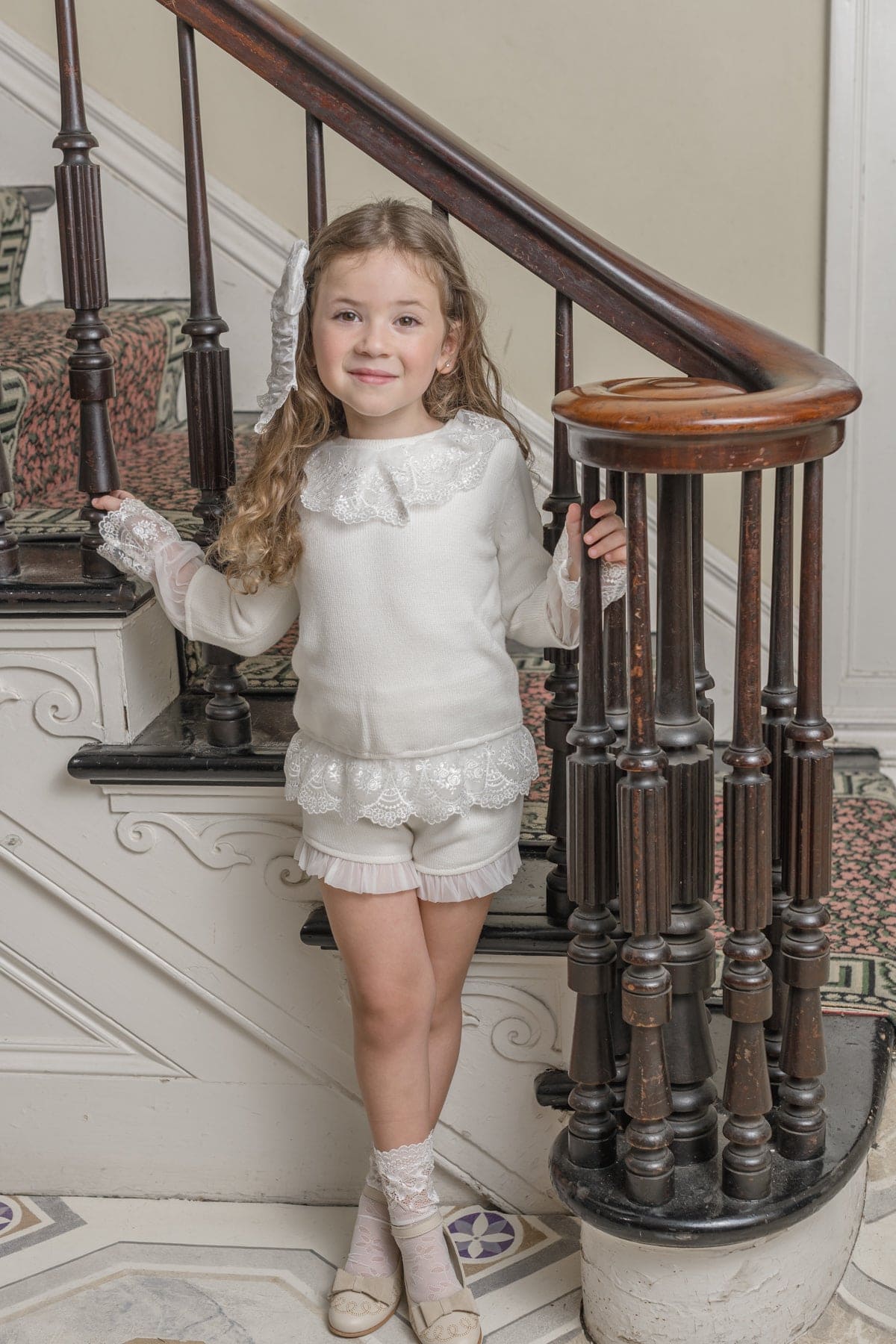 Emma White Cotton and Lace Top and Shorts Set | White