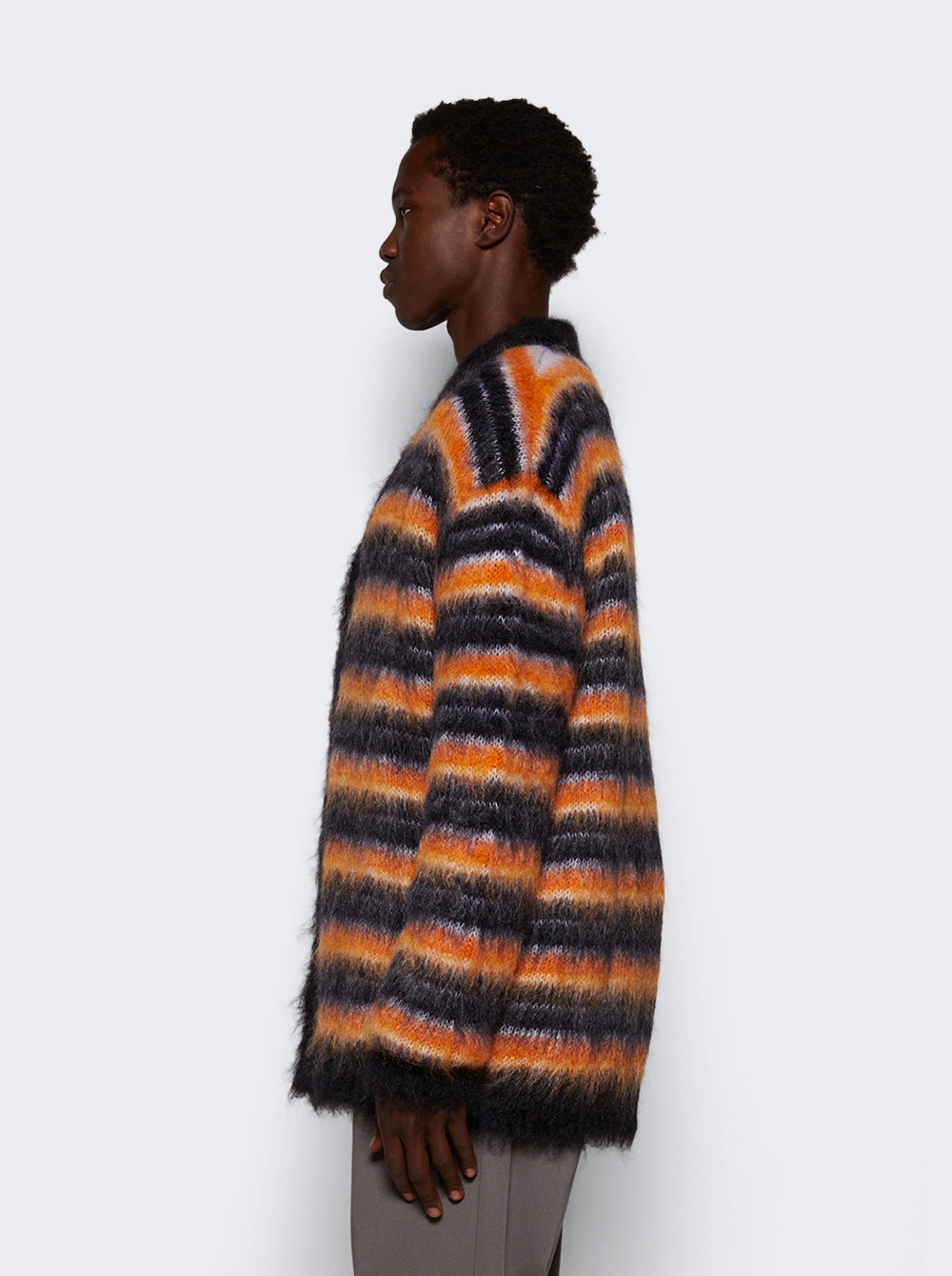 Men | Marni | Striped Mohair Cardigan | Black