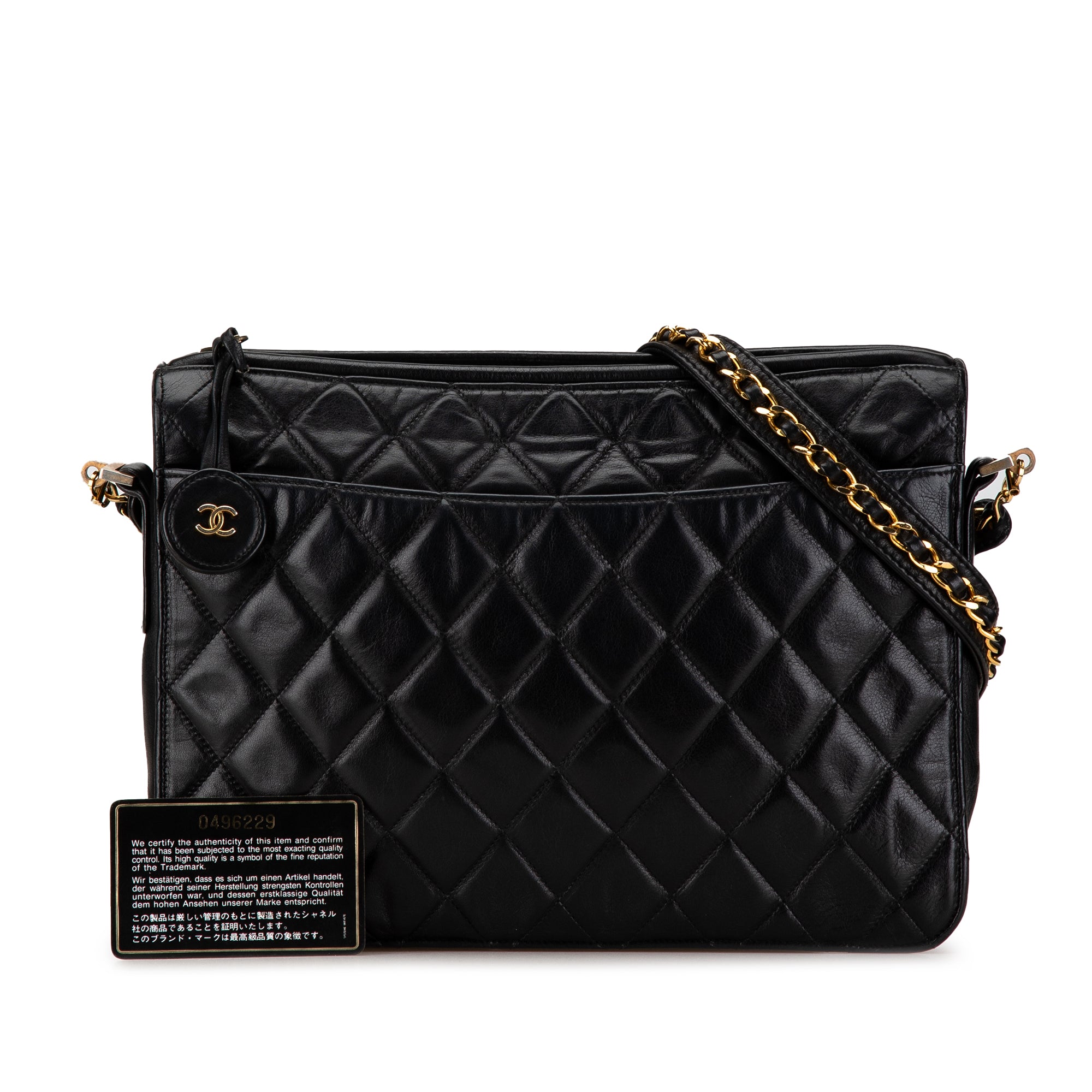 Chanel | Pre-Owned Quilted Lambskin Chain Crossbody | Black
