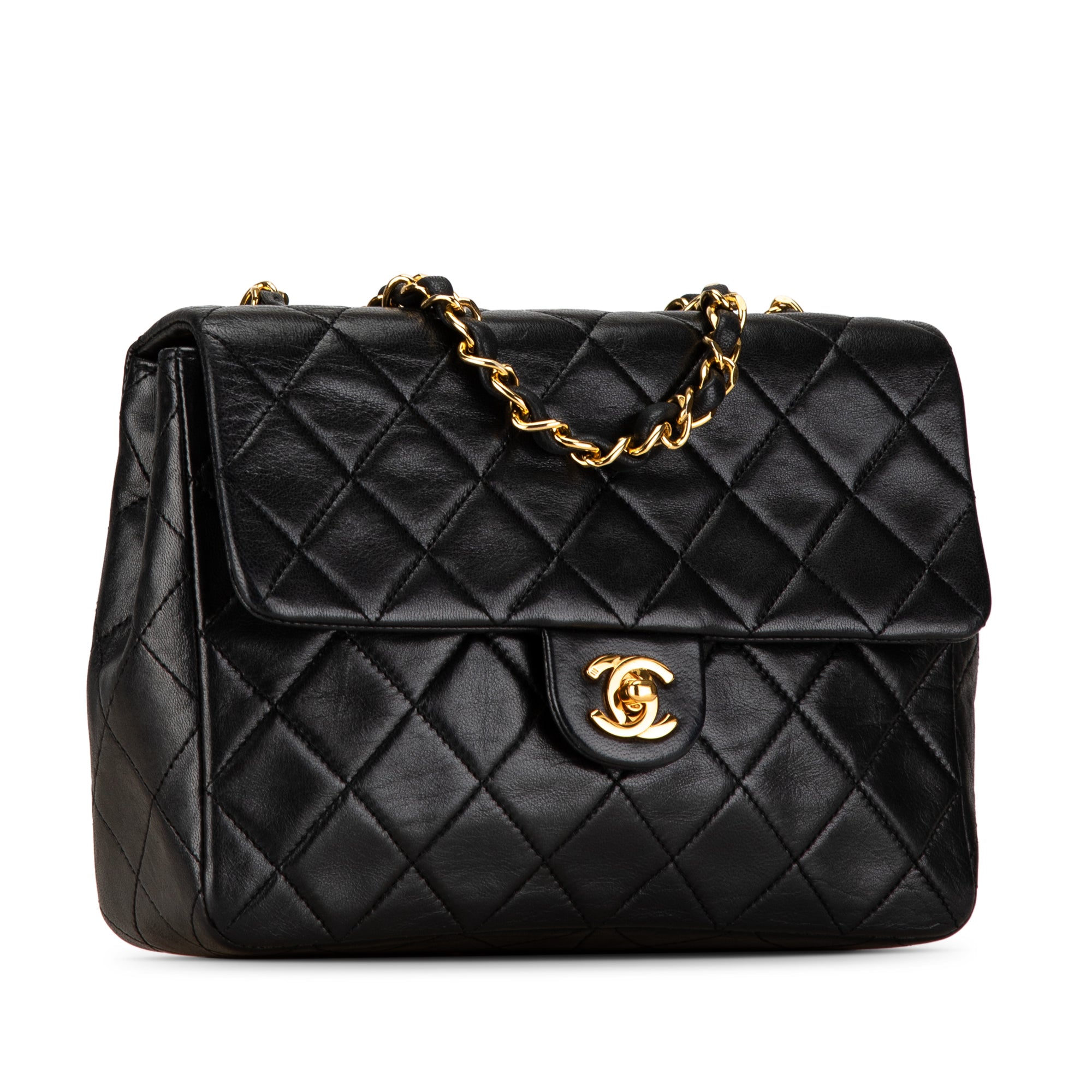Chanel | Pre-Owned Mini Square Classic Lambskin Single Flap | Black