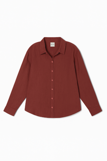 Cecile Oversized Linen Shirt | Sun Dried Tomato