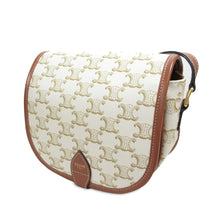 Celine | Pre-Owned Medium Triomphe Coated Canvas Folco Crossbody | White/Ivory