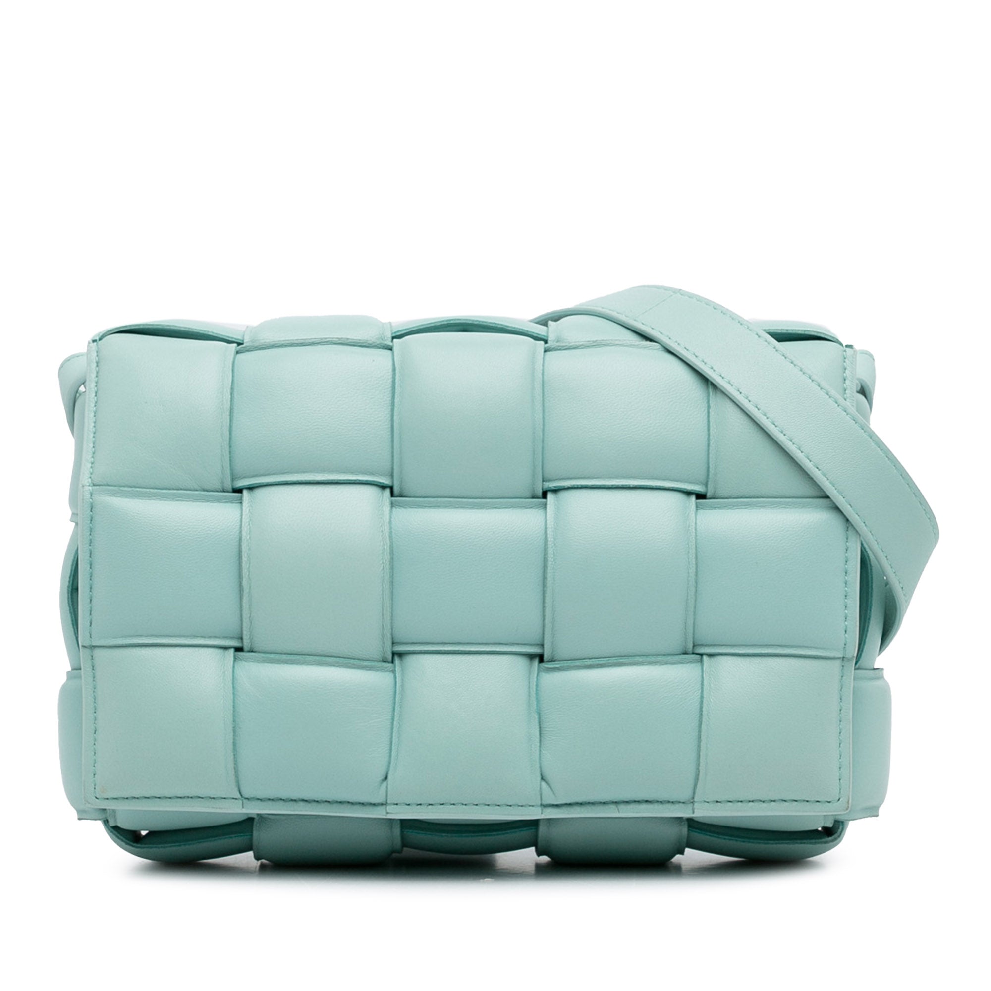 Bottega Veneta | Pre-Owned Nappa Intrecciato Padded Cassette Crossbody - I | Blue/Light Blue