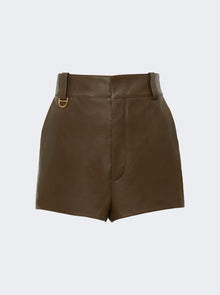 Women | Chloé | Tailored Leather Shorts Deep Olive