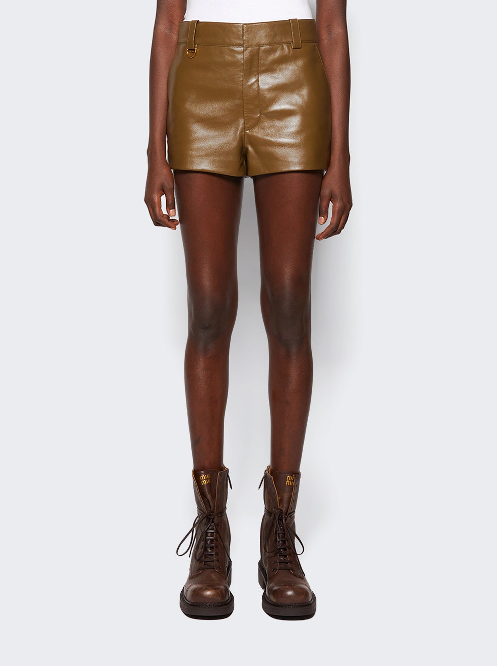 Women | Chloé | Tailored Leather Shorts Deep Olive
