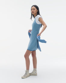 Checker Tank Dress | Denim Blue/Cream