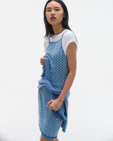 Checker Tank Dress | Denim Blue/Cream