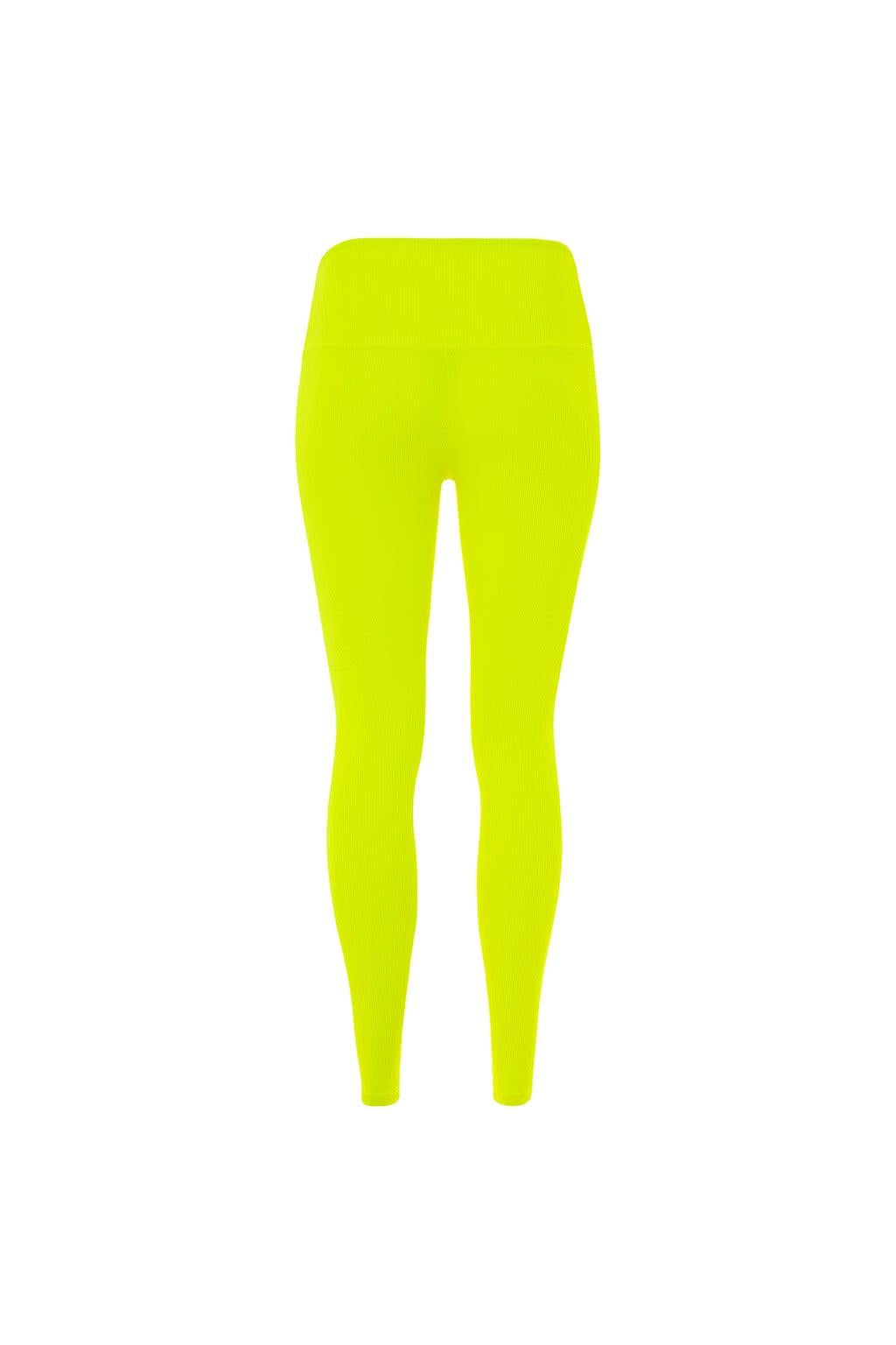 Yellow Wide Band Legging | Citron Micro Rib