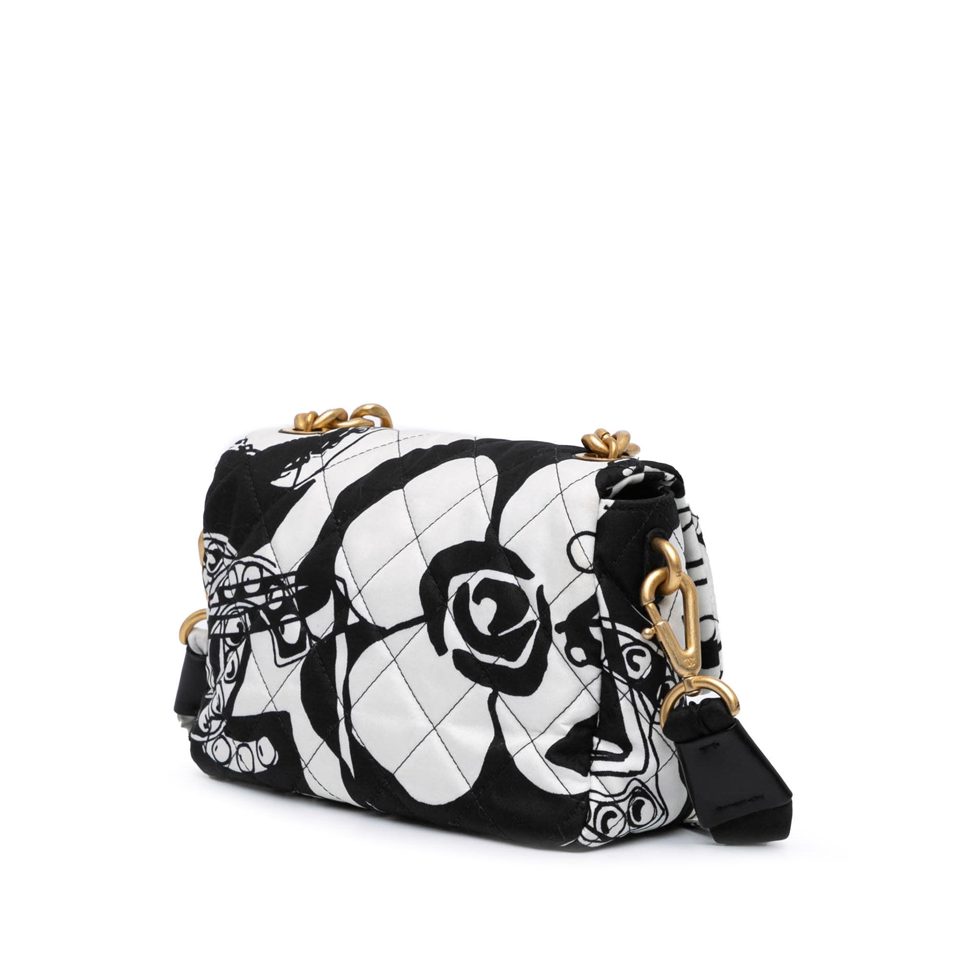 Chanel | Pre-Owned Mini Printed Canvas Deer Coco Flap | White/Black
