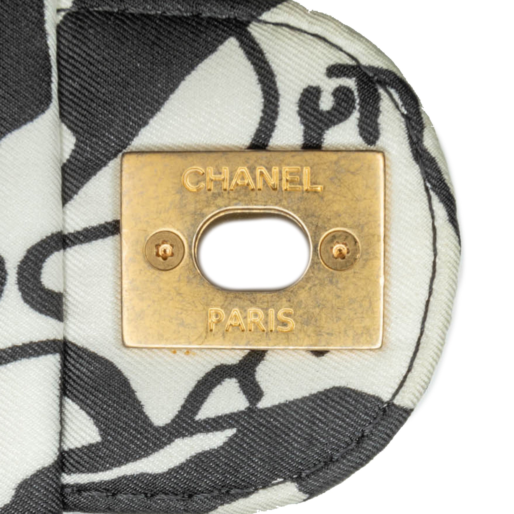 Chanel | Pre-Owned Mini Printed Canvas Deer Coco Flap | White/Black