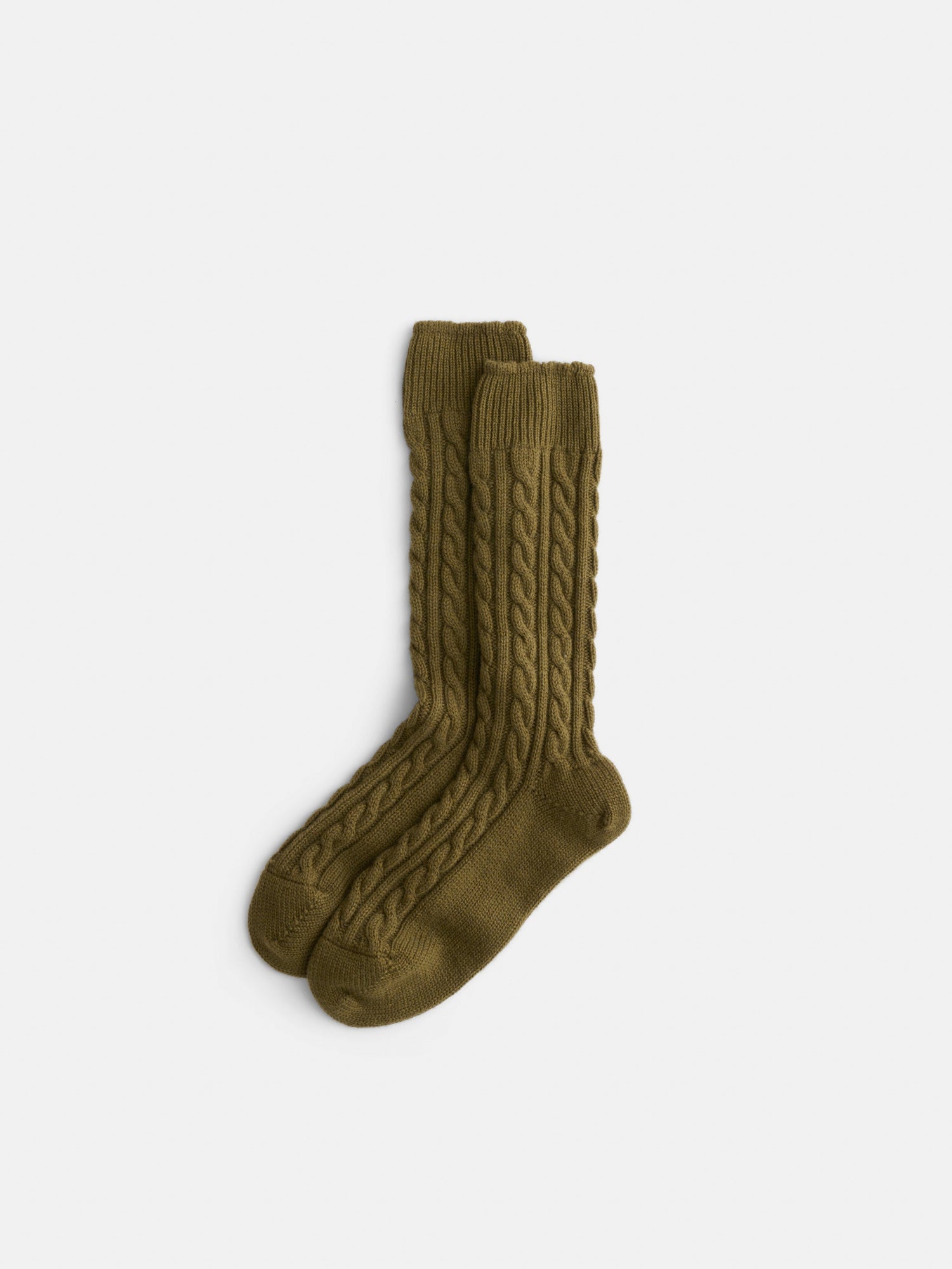 Unisex | Corgi Cable Sock | Cashmere Cotton Olive Dunn