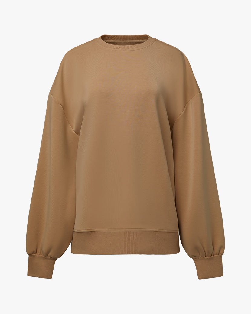 Balloon Sleeve Crew Neck Sweater | Heather Doe