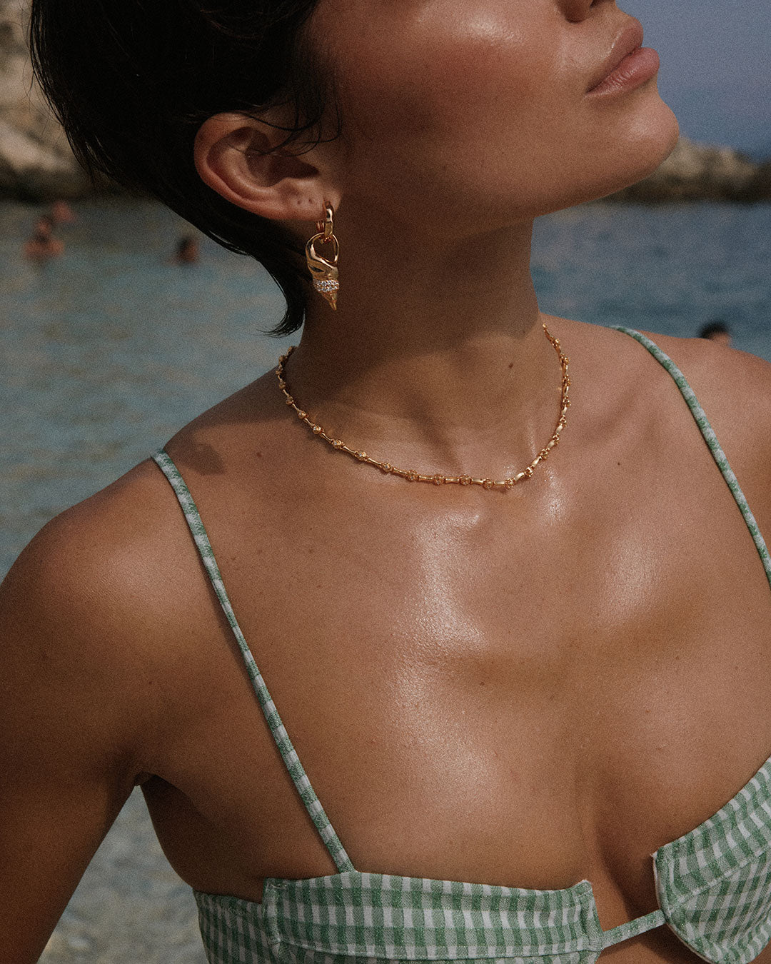 The Seashell Charm Hoops | Silver | Cubic Zirconia