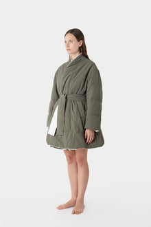 Reversible Blanket Coat | Women | White x Military Green