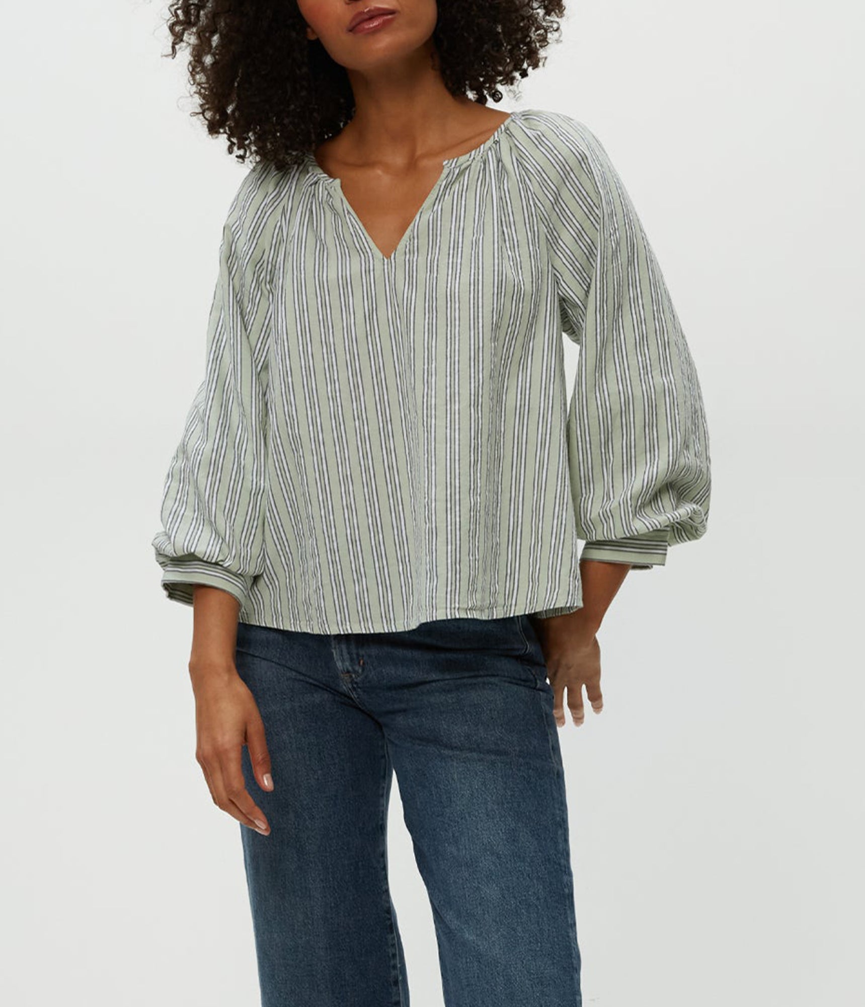 Cleo Notch Neck Top | Seacrest Stripe