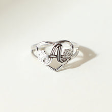 The Silver Cutout Flower Heart Letter Ring | Sterling Silver