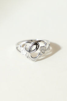 The Silver Cutout Flower Heart Letter Ring | Sterling Silver