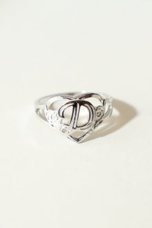 The Silver Cutout Flower Heart Letter Ring | Sterling Silver