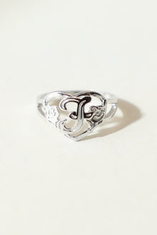 The Silver Cutout Flower Heart Letter Ring | Sterling Silver