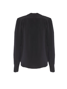 Olympia Silk Crewneck Top  | Black