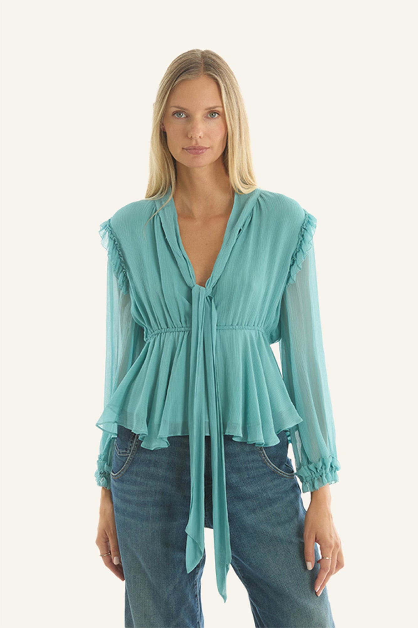 Camila Blouse | Cyan Green