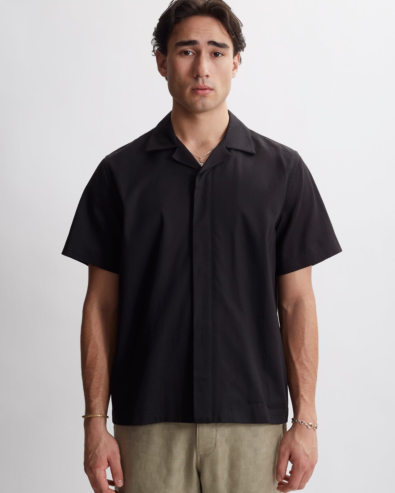 Black | York Camp Collar Short Sleeve Shirt