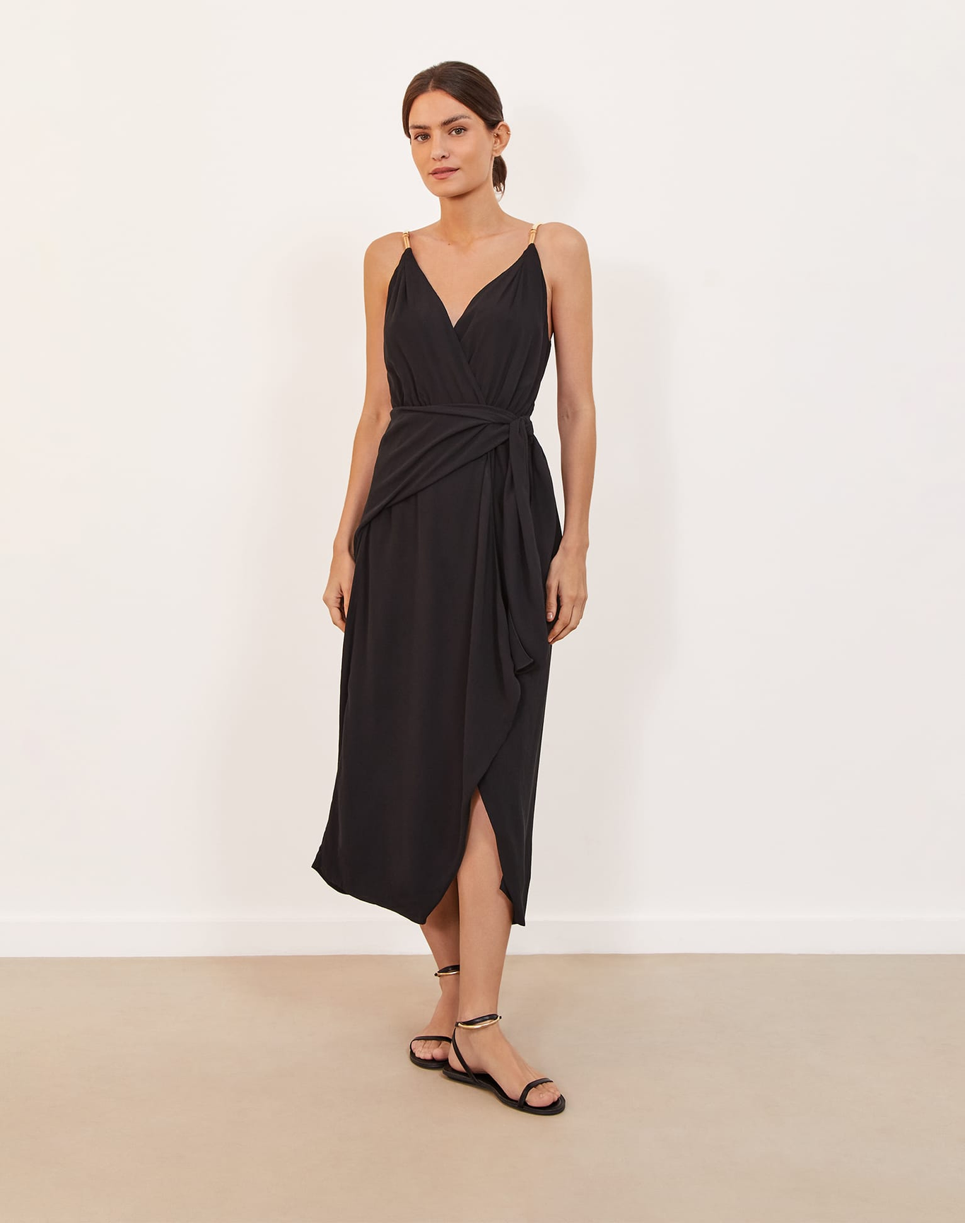 Carly Detail Midi Dress | Black