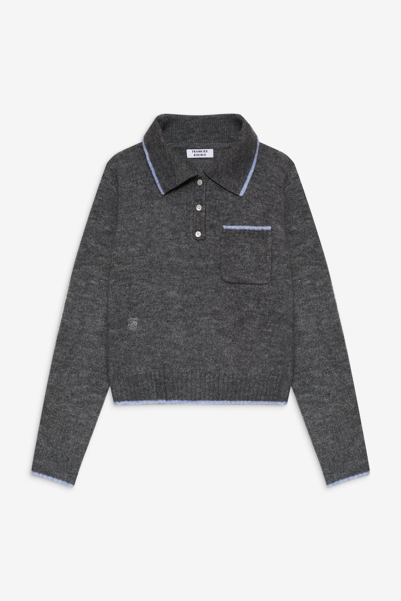 Carolyn Fuzzy Collard Sweater in Winter Sky Grey