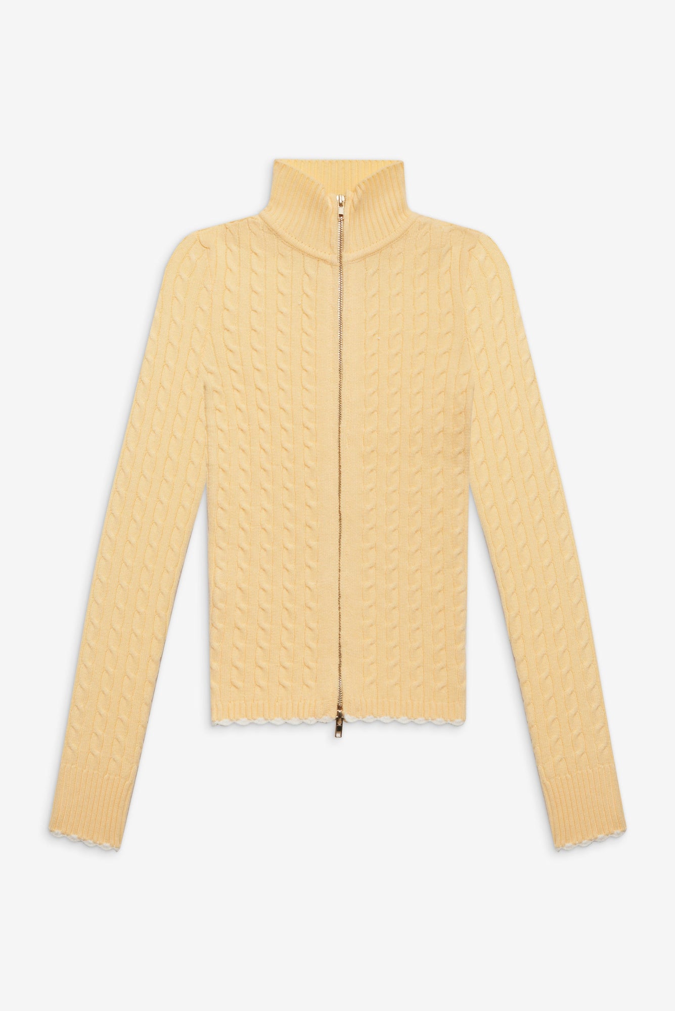 Carter cable knit cardigan vanilla sugar yellow