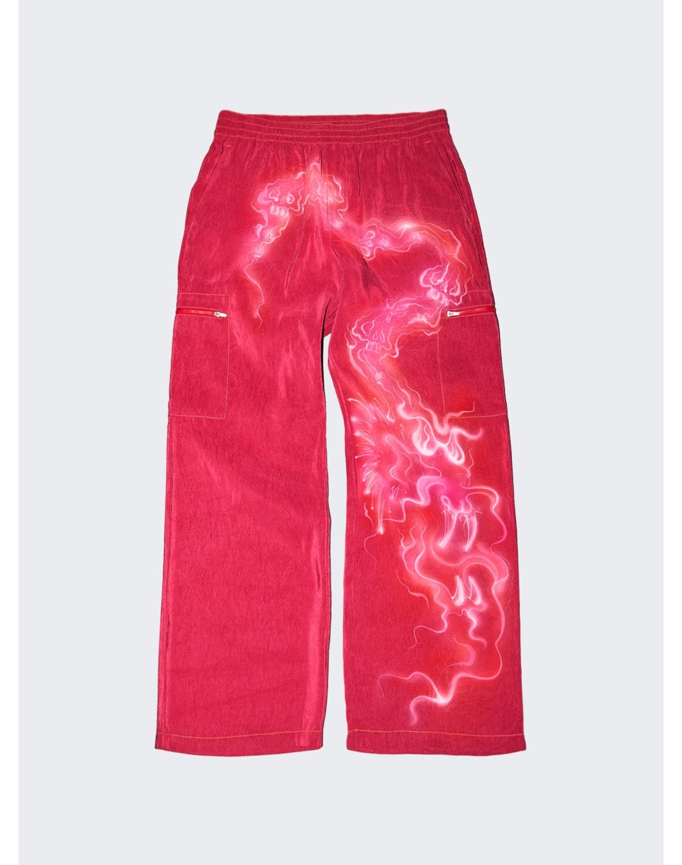 Casella Meyer | Men | Silk Dragon Cargo Pants | Red
