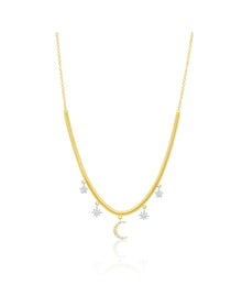 Celestial Snake Chain Necklace | 14K Two Tone Gold