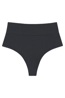 Full Coverage High Rise Bikini Bottom | Charcoal