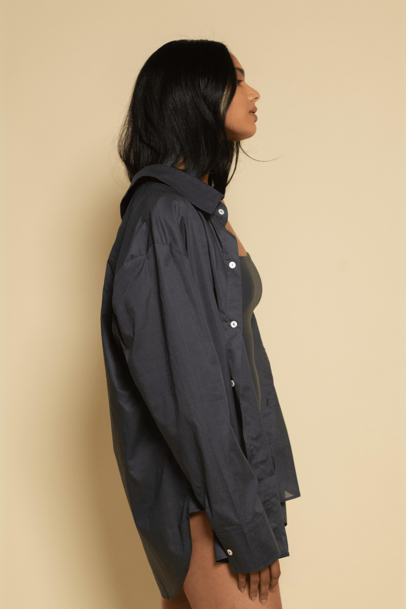 Long Sleeve Button Down Shirt | Charcoal